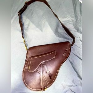 Brown Leather Christian Dior saddle bag